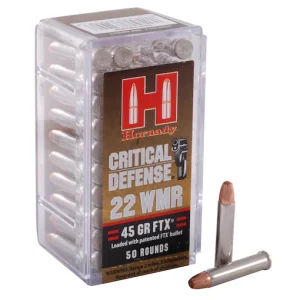 Order Hornady Critical Defense 22 Winchester Magnum Rimfire (WMR) Ammo 45 Grain Hornady FTX Polymer Tip Online